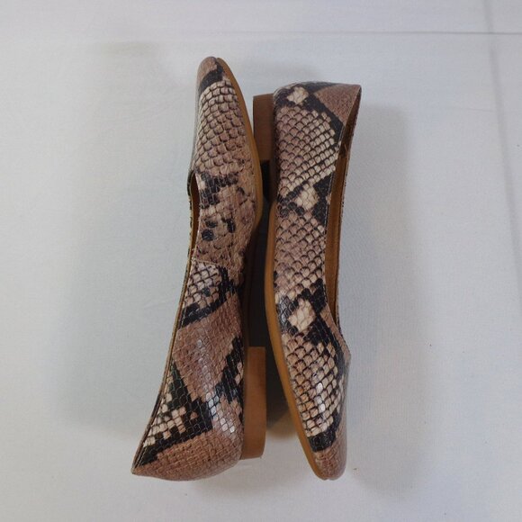 Steve Madden Danni Flats Tan Snakeskin Faux Leather Round Toe Slip On Size 5 EUC - Picture 5 of 7